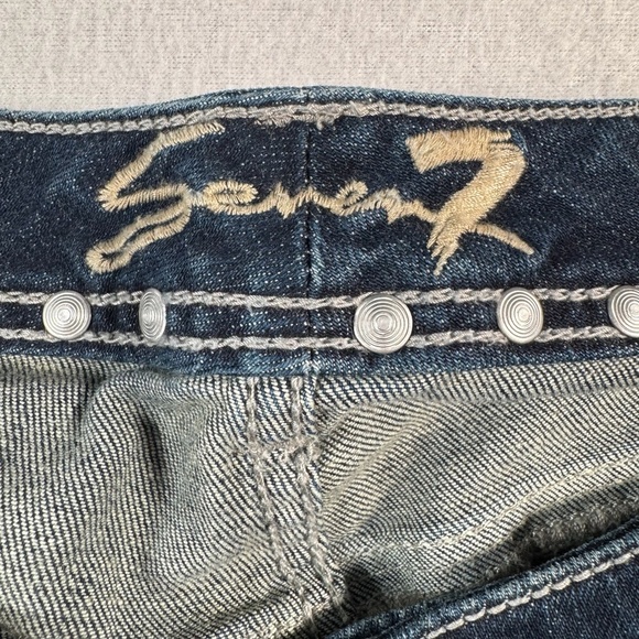 Seven 7 Jeans Womens 24 Blue Bootcut Mid Rise Dark Wash Stretch Distressed - Picture 3 of 12